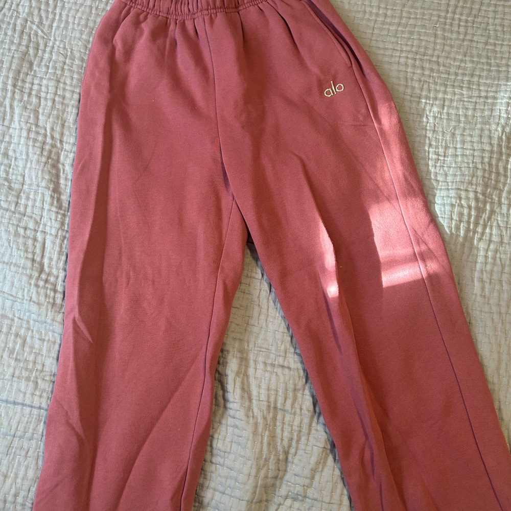 ALO Yoga Pink Sweatpants Relaxed Fit Cotton Blend